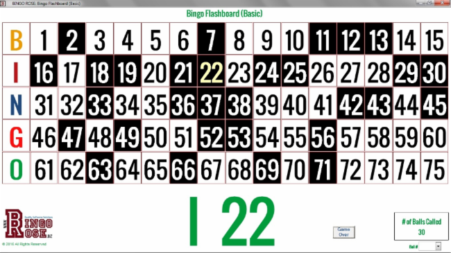Bingo Flashboard (Basic) main screen
